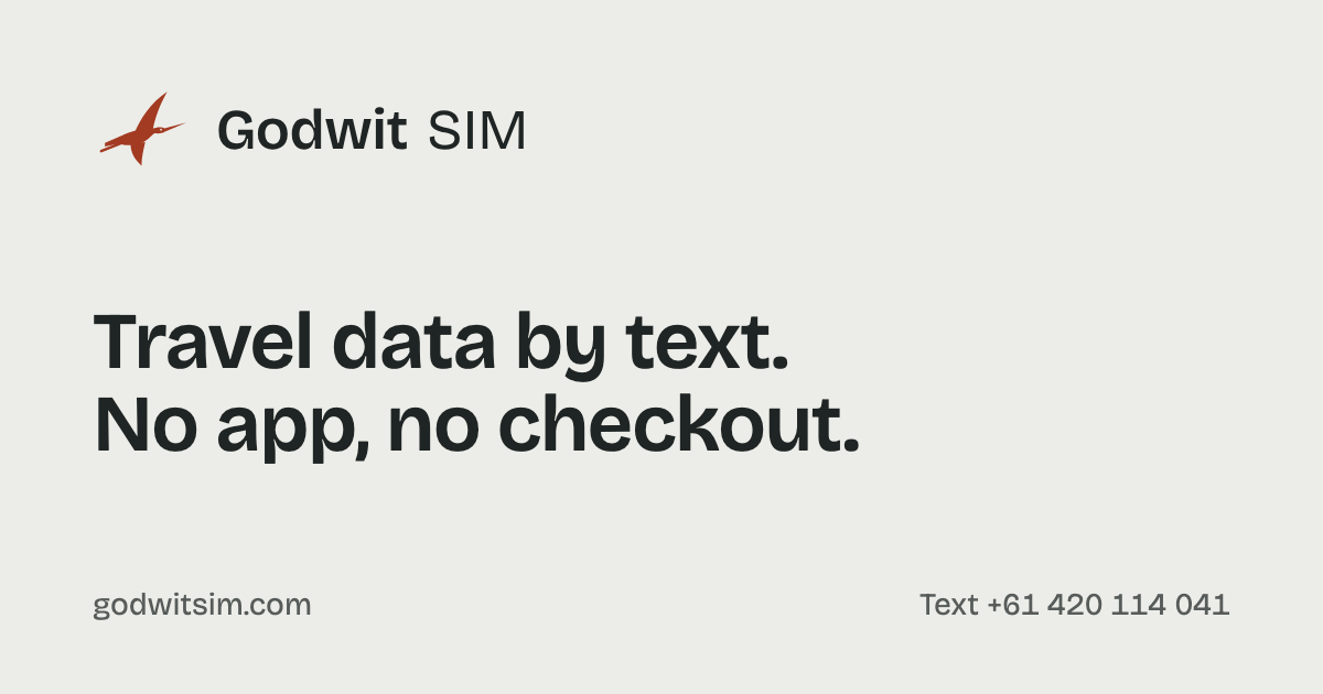 Godwit SIM: Travel data by text. No app, no checkout.